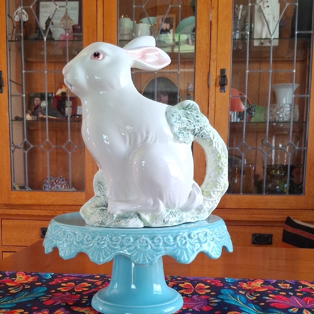 Ceramic Rabbit & Cabbage Pitcher Made in Italy "Pizzato"